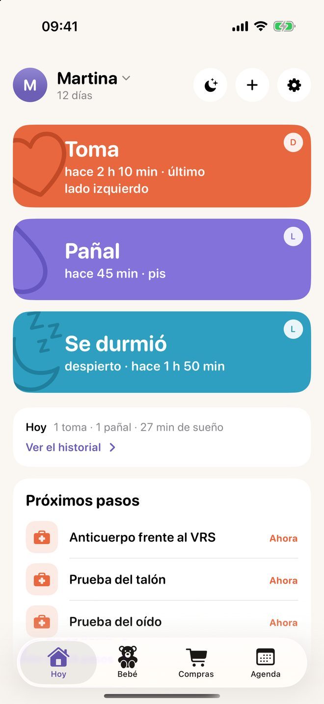 La pantalla Hoy de Meceluna con la última toma, el último pañal y el sueño