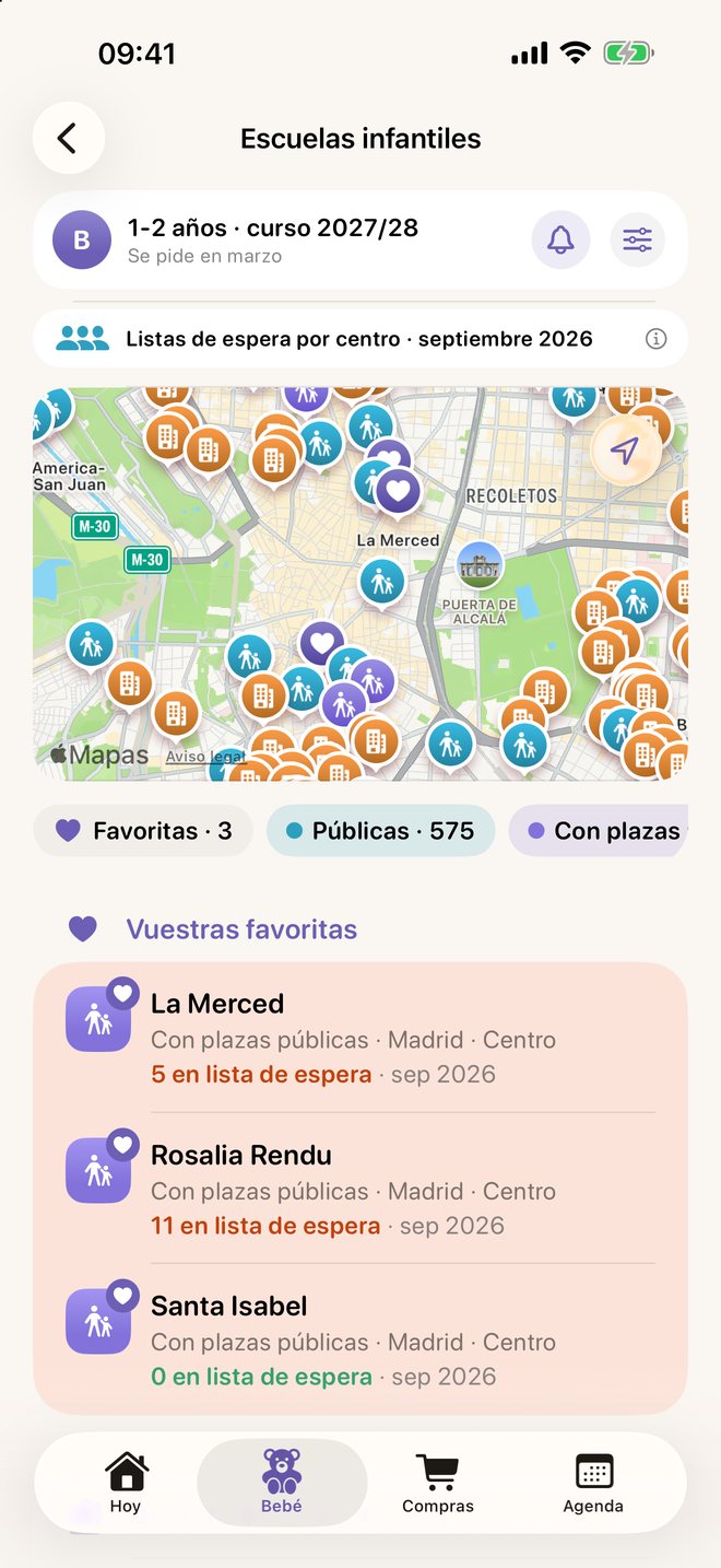 El mapa de escuelas infantiles de Madrid con las favoritas y su lista de espera
